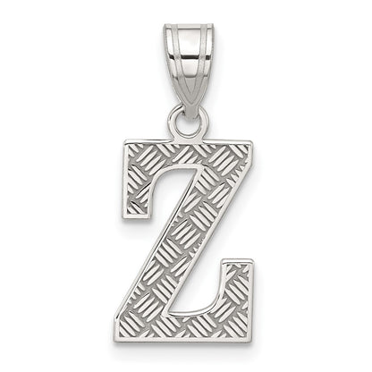 Sterling Silver Rhodium-Plated Letter Z Initial Pendant