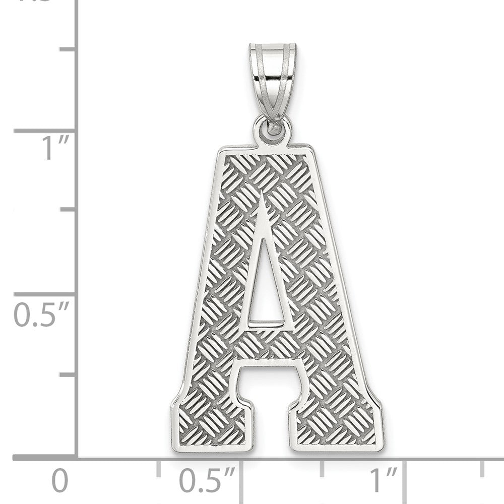 Sterling Silver Rhodium-Plated Letter A Initial Pendant