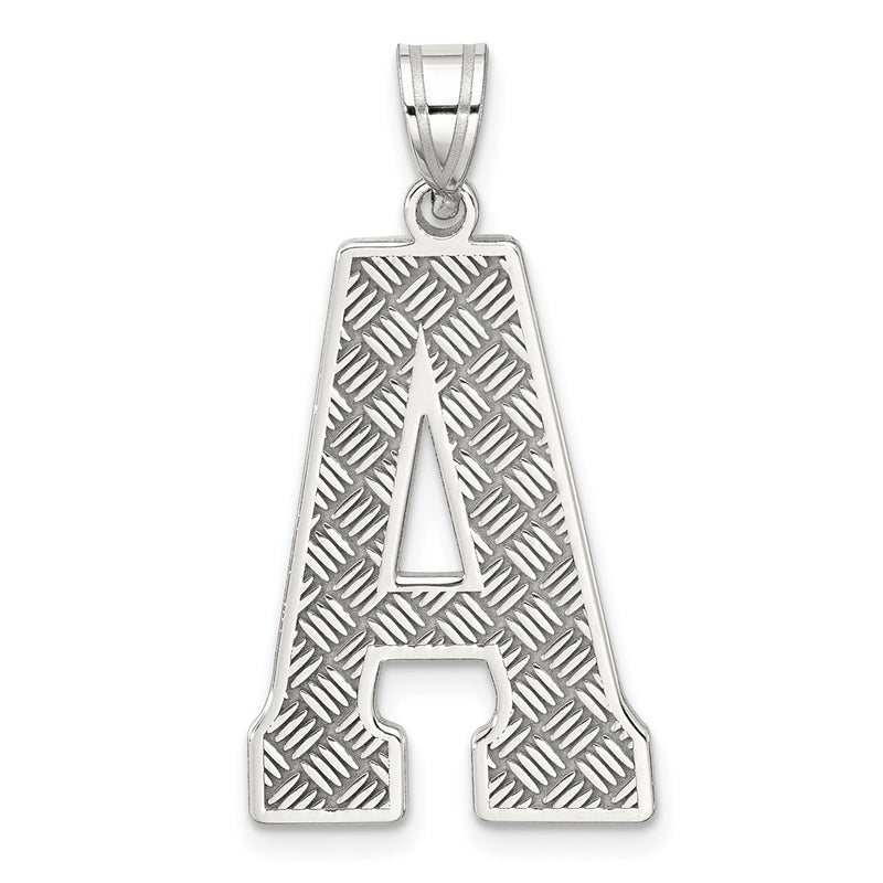 Sterling Silver Rhodium-Plated Letter A Initial Pendant