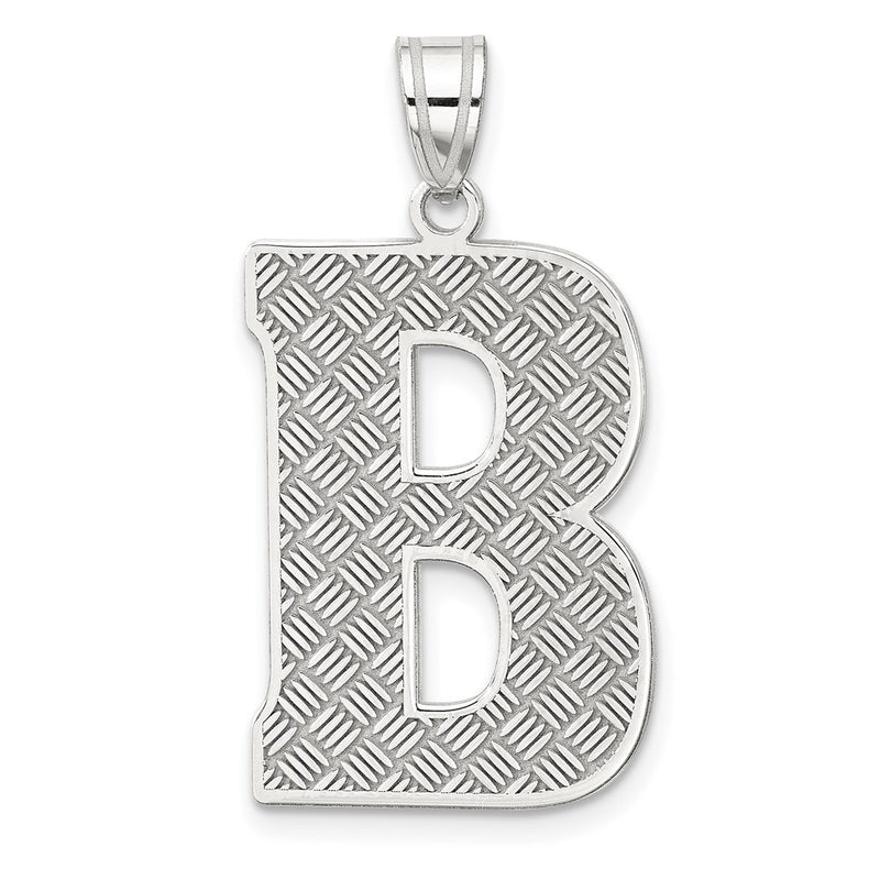 Sterling Silver Rhodium-Plated Letter B Initial Pendant