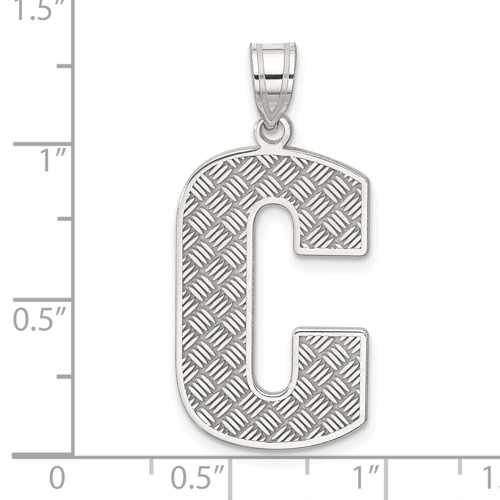 Sterling Silver Rhodium-Plated Letter C Initial Pendant