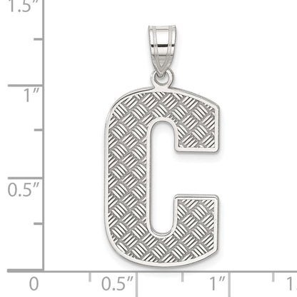 Sterling Silver Rhodium-Plated Letter C Initial Pendant