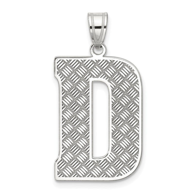 Sterling Silver Rhodium-Plated Letter D Initial Pendant