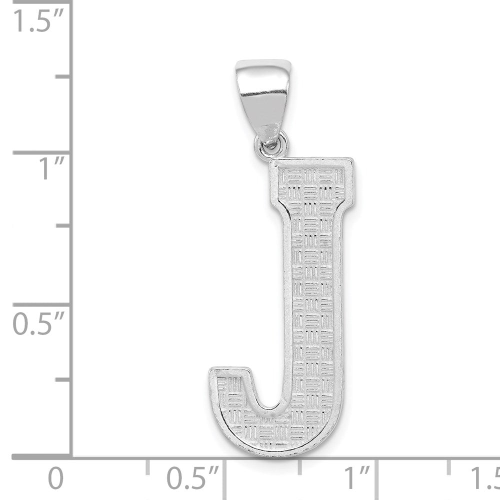 Sterling Silver Rhodium-Plated Letter J Initial Pendant