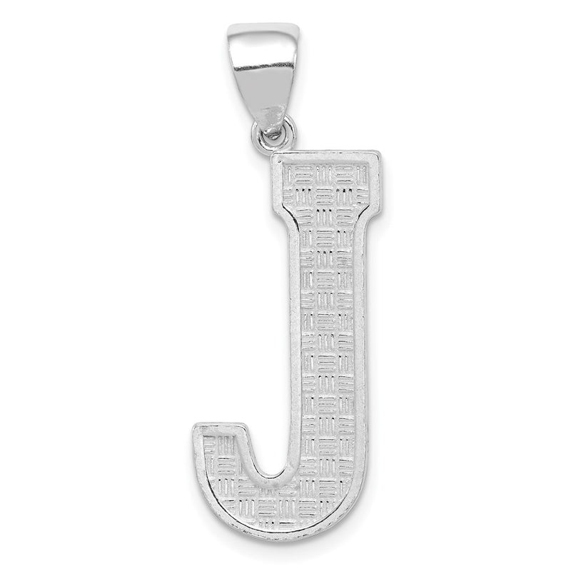 Sterling Silver Rhodium-Plated Letter J Initial Pendant