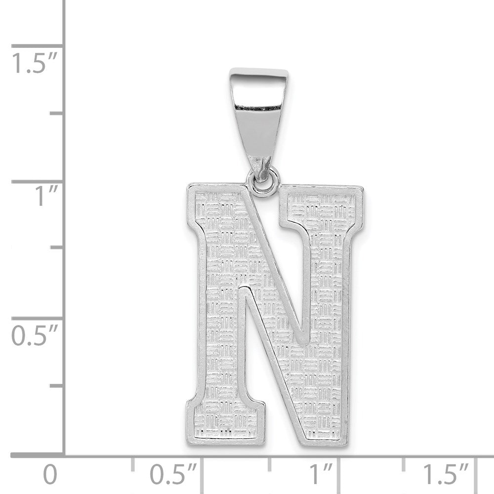 Sterling Silver Rhodium-Plated Letter N Initial Pendant