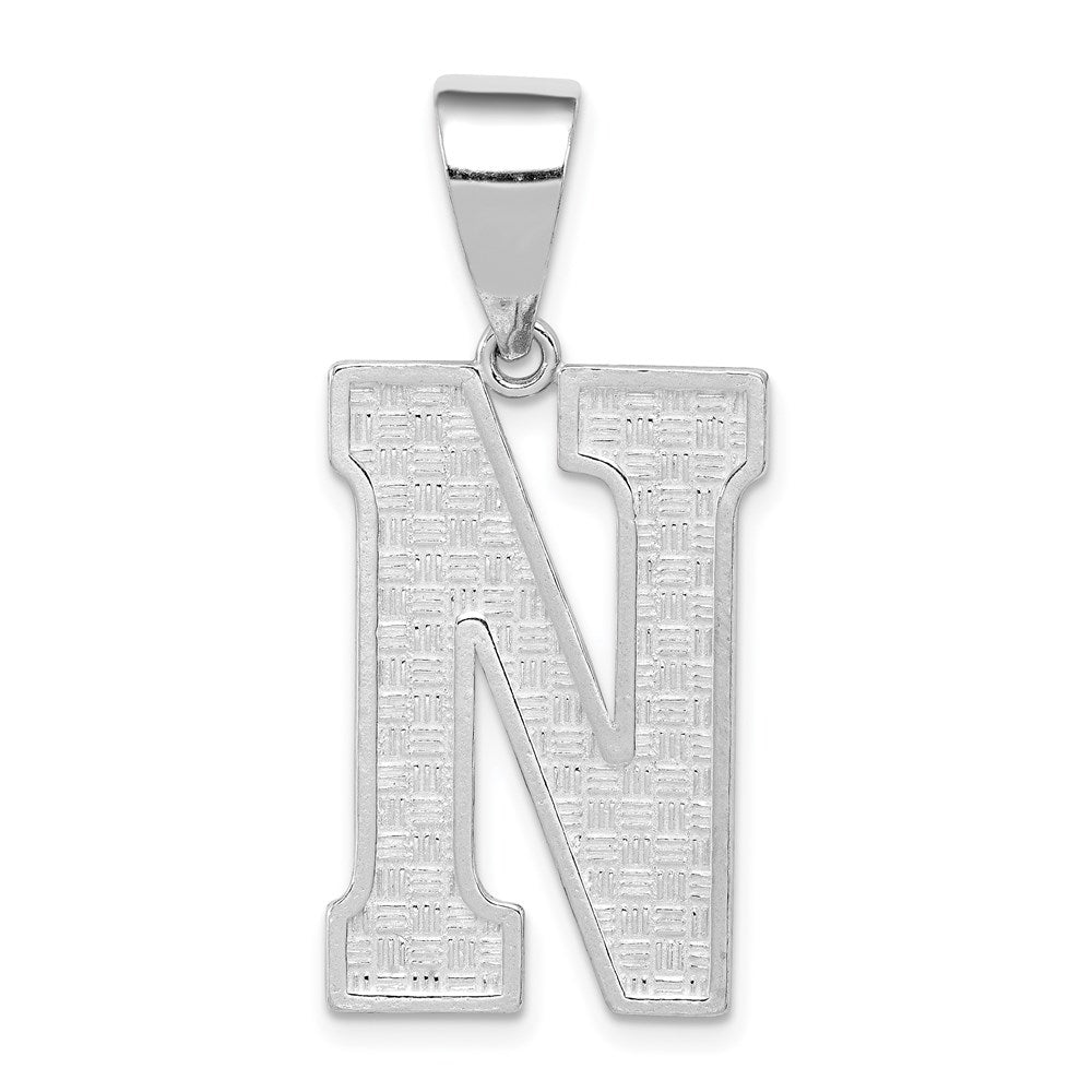 Sterling Silver Rhodium-Plated Letter N Initial Pendant