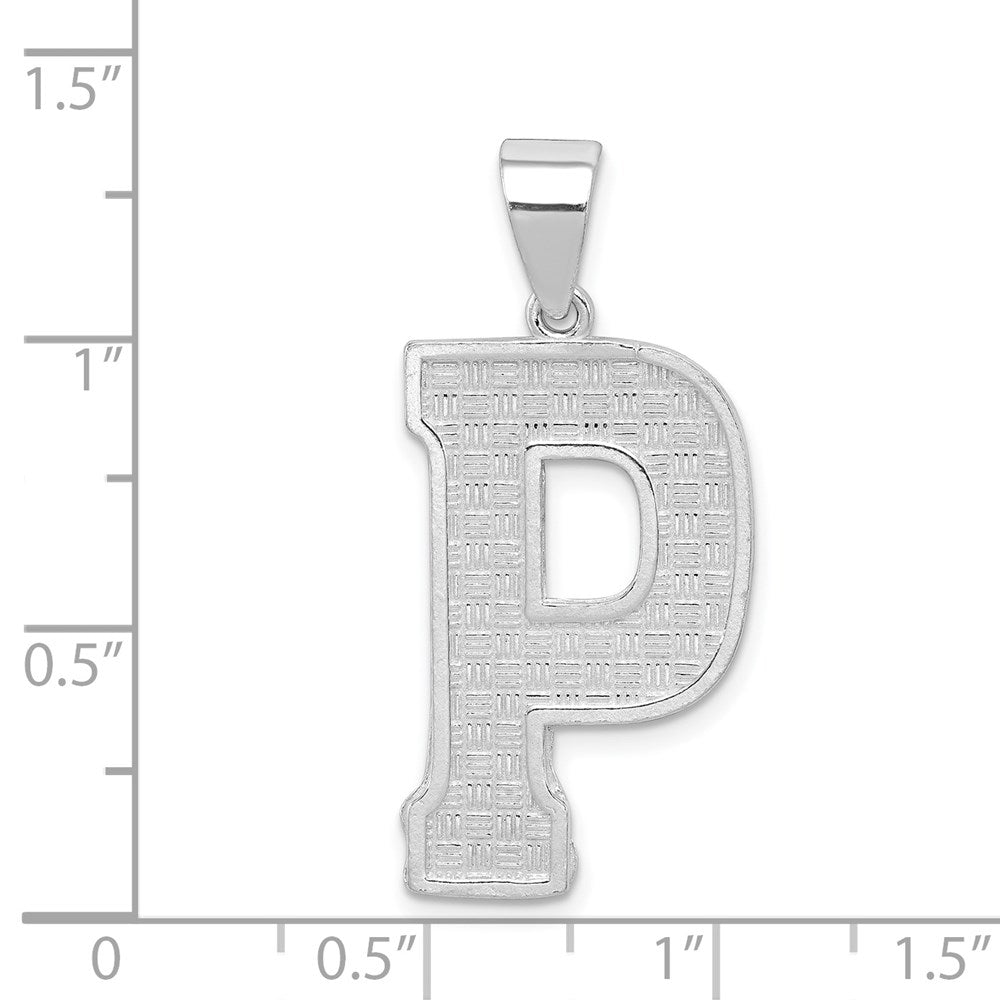 Sterling Silver Rhodium-Plated Letter P Initial Pendant