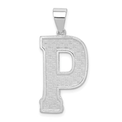Sterling Silver Rhodium-Plated Letter P Initial Pendant