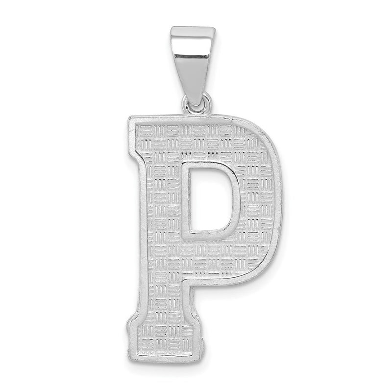 Sterling Silver Rhodium-Plated Letter P Initial Pendant
