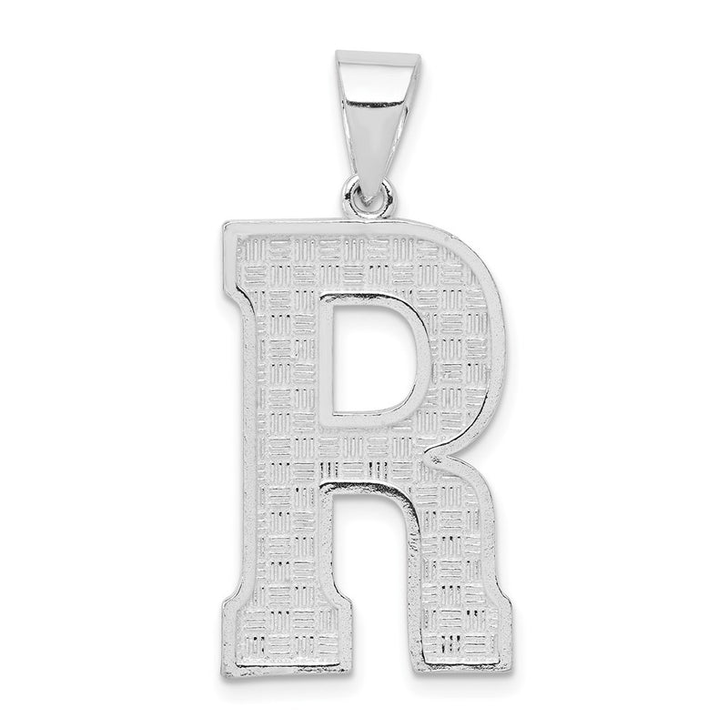 Sterling Silver Rhodium-Plated Letter R Initial Pendant