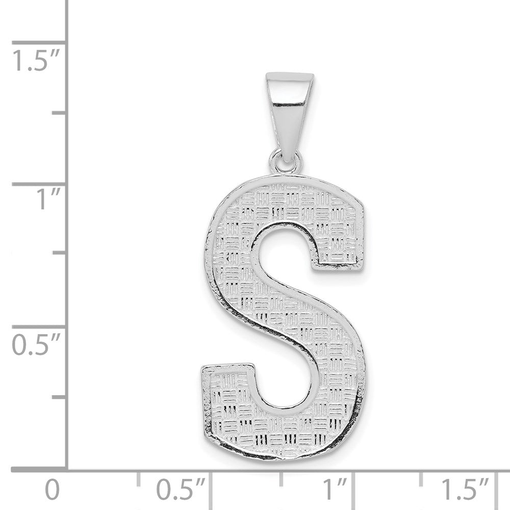 Sterling Silver Rhodium-Plated Letter S Initial Pendant