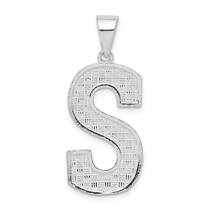 Sterling Silver Rhodium-Plated Letter S Initial Pendant
