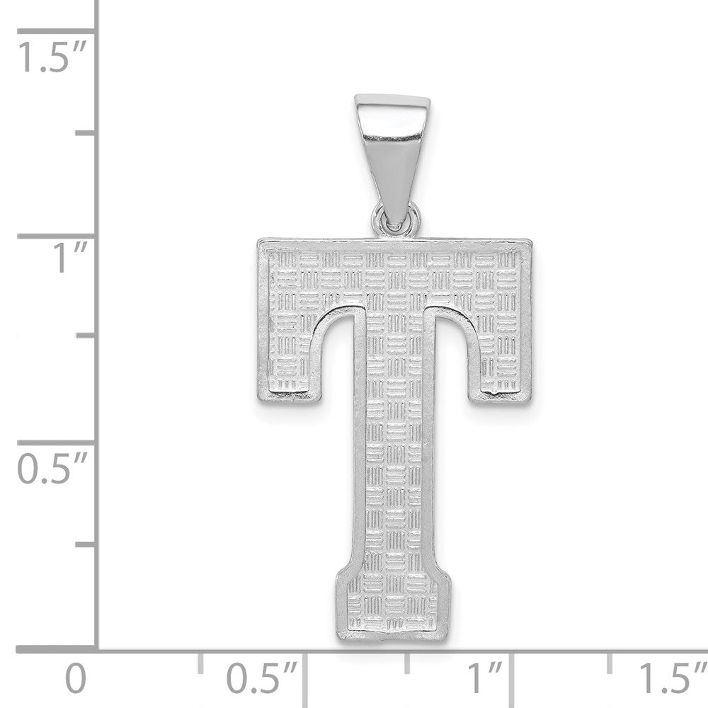 Sterling Silver Rhodium-Plated Letter T Initial Pendant