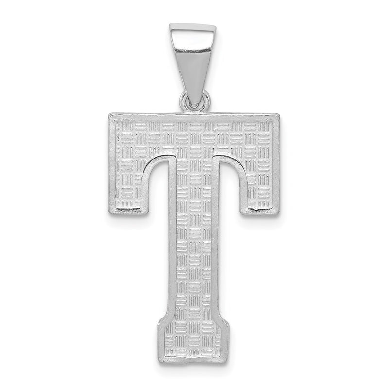 Sterling Silver Rhodium-Plated Letter T Initial Pendant