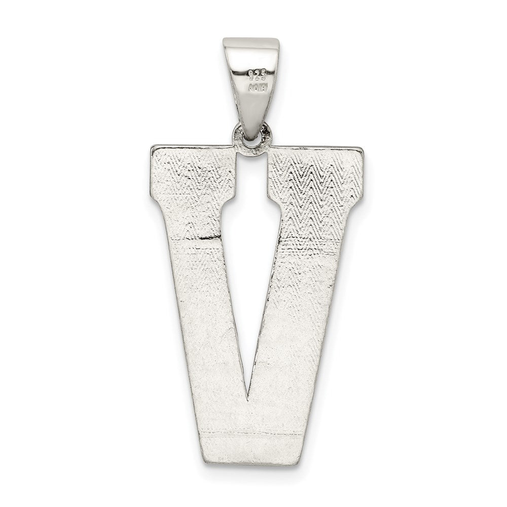 Sterling Silver Rhodium-Plated Letter V Initial Pendant