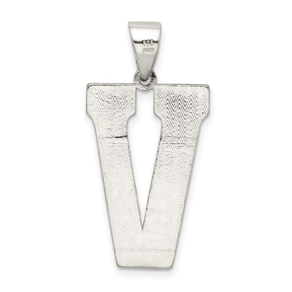 Sterling Silver Rhodium-Plated Letter V Initial Pendant