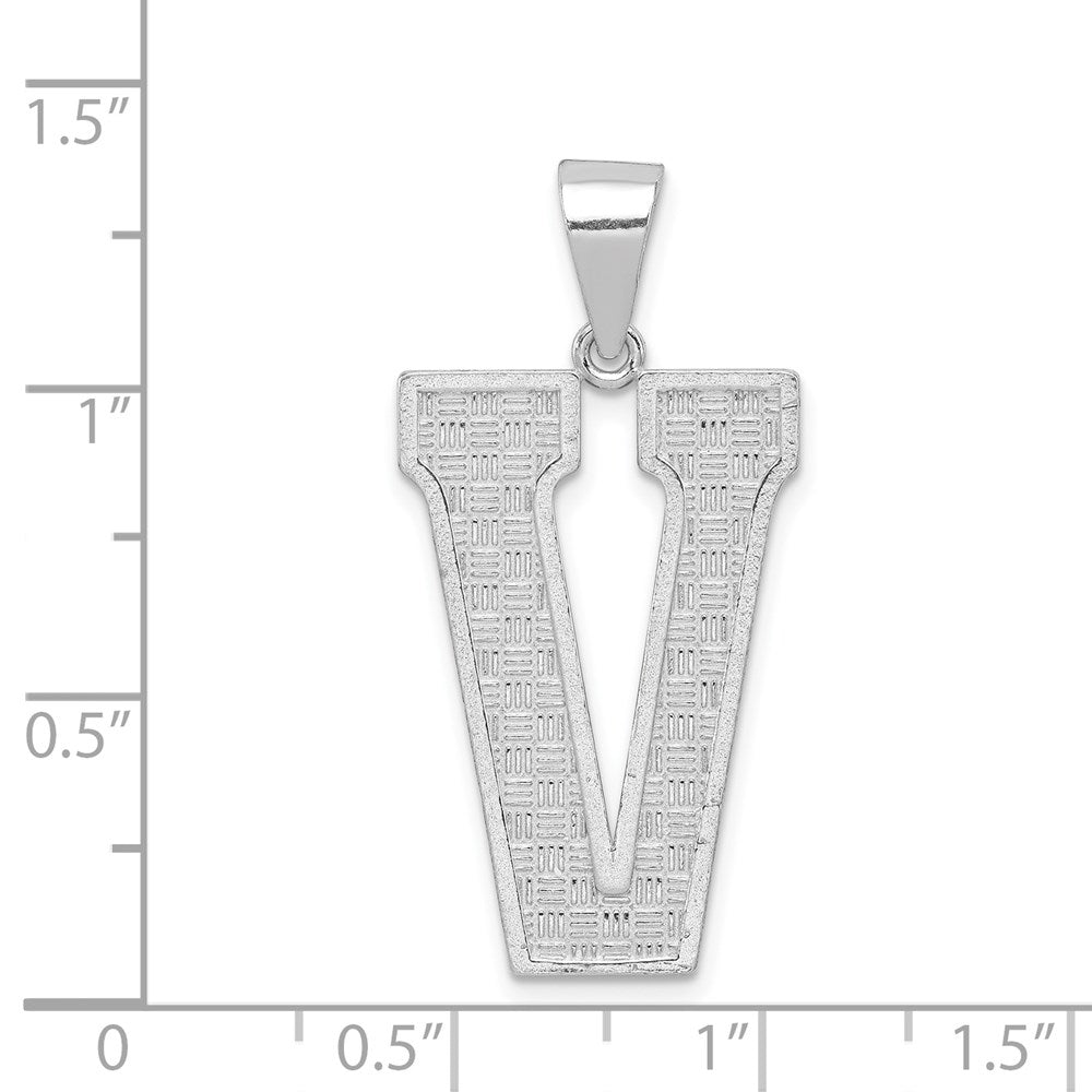 Sterling Silver Rhodium-Plated Letter V Initial Pendant