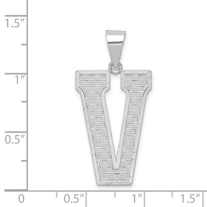 Sterling Silver Rhodium-Plated Letter V Initial Pendant