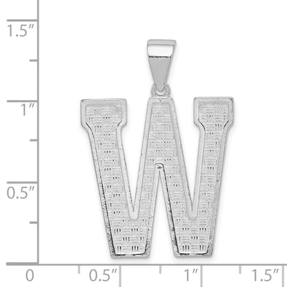 Sterling Silver Rhodium-Plated Letter W Initial Pendant