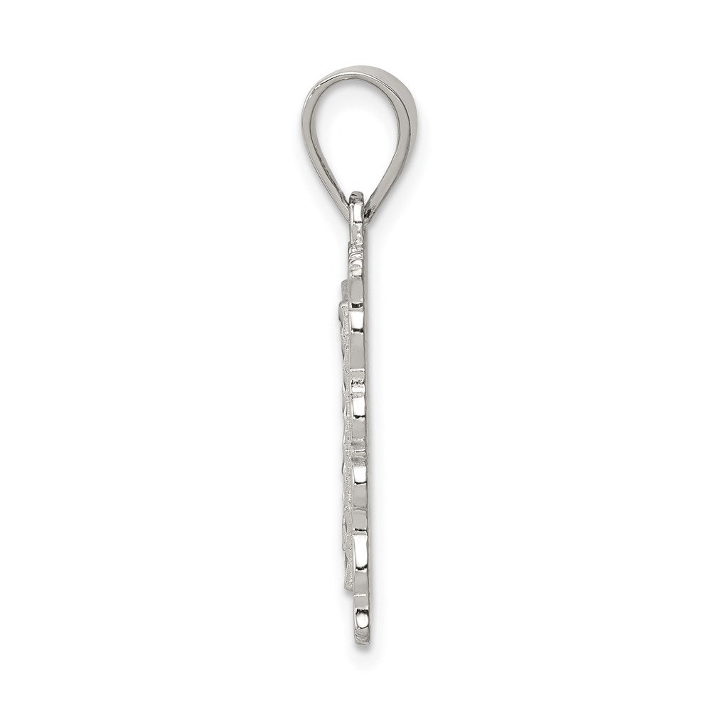 Sterling Silver Square Diamond-Cut Letter A Initial Pendant
