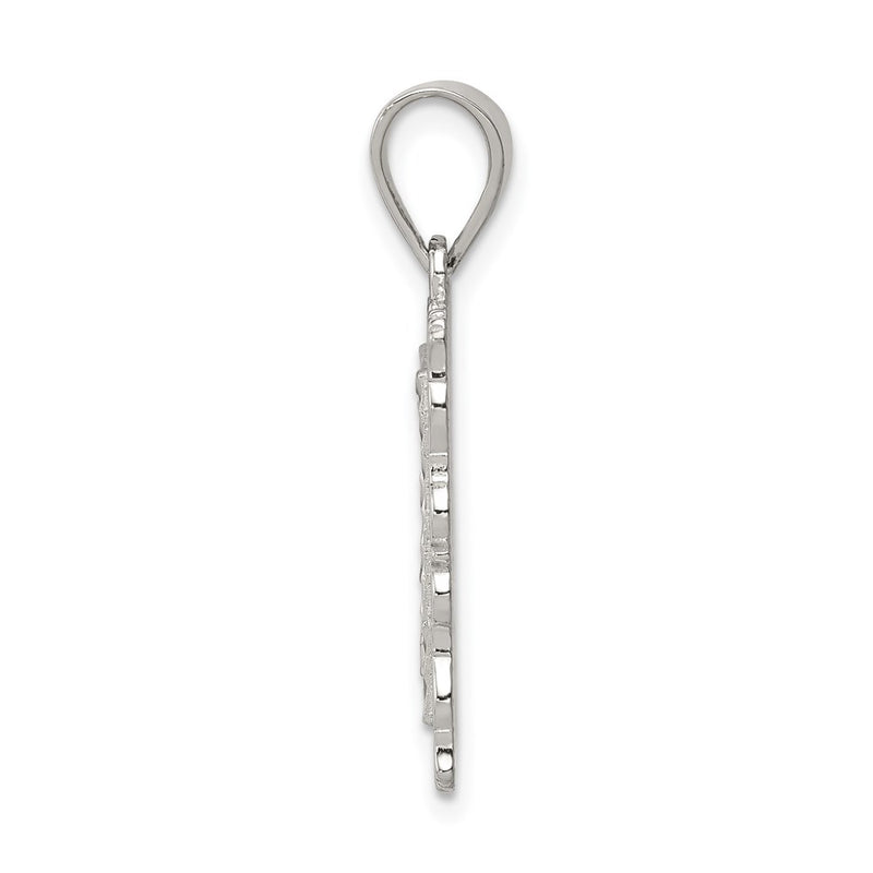 Sterling Silver Square Diamond-Cut Letter A Initial Pendant