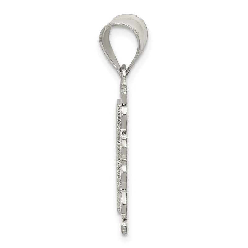 Sterling Silver Square Diamond-Cut Letter G Initial Pendant