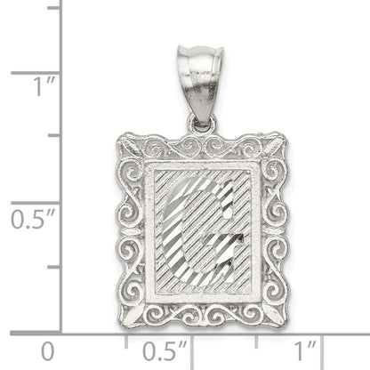 Sterling Silver Square Diamond-Cut Letter G Initial Pendant