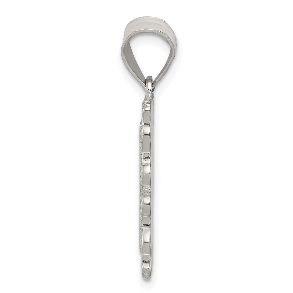 Sterling Silver Square Diamond-Cut Letter H Initial Pendant