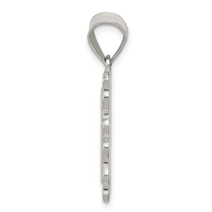 Sterling Silver Square Diamond-Cut Letter H Initial Pendant
