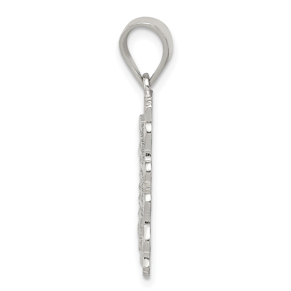 Sterling Silver Square Diamond-Cut Letter J Initial Pendant