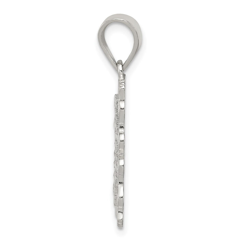 Sterling Silver Square Diamond-Cut Letter J Initial Pendant