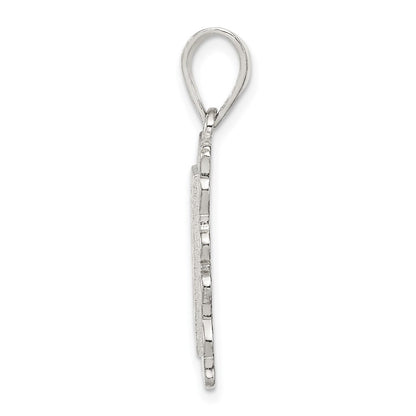 Sterling Silver Square Diamond-Cut Letter K Initial Pendant