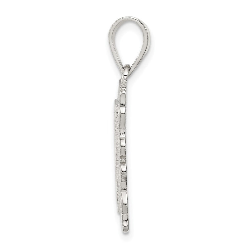 Sterling Silver Square Diamond-Cut Letter K Initial Pendant