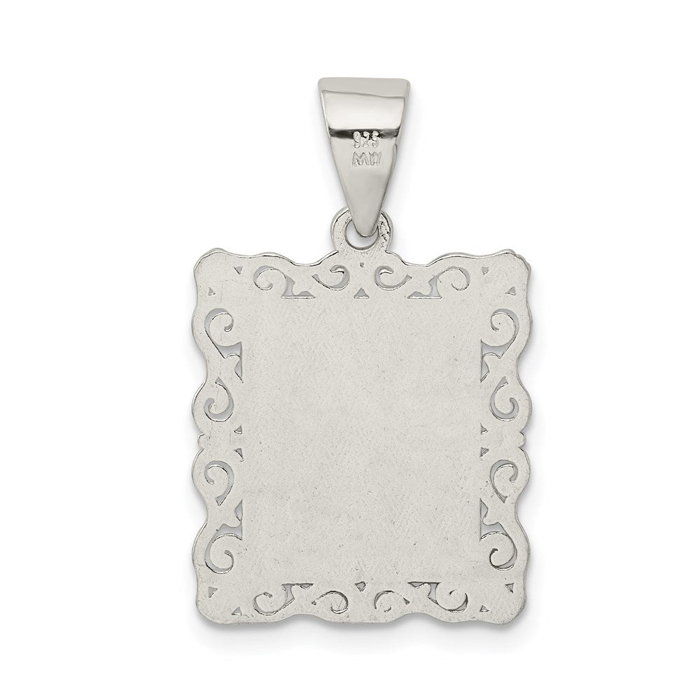 Sterling Silver Square Diamond-Cut Letter K Initial Pendant