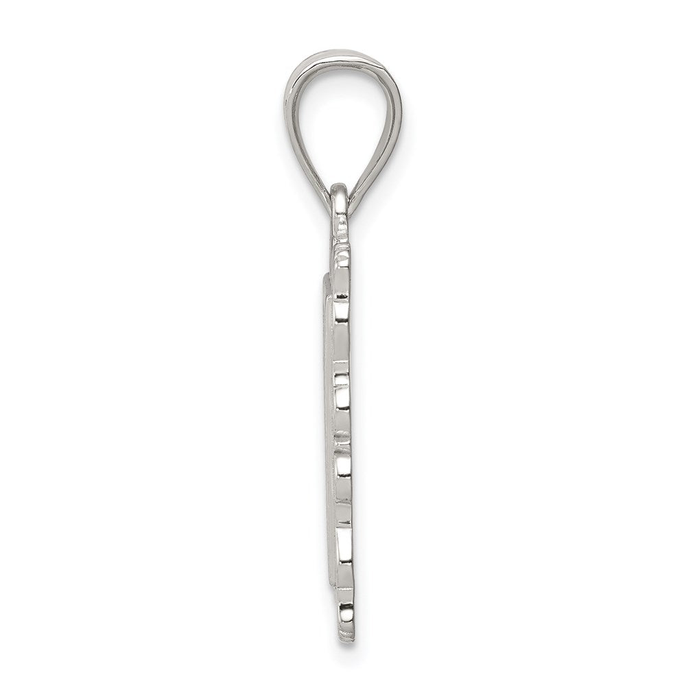 Sterling Silver Square Diamond-Cut Letter L Initial Pendant