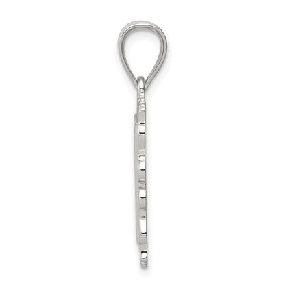 Sterling Silver Square Diamond-Cut Letter L Initial Pendant