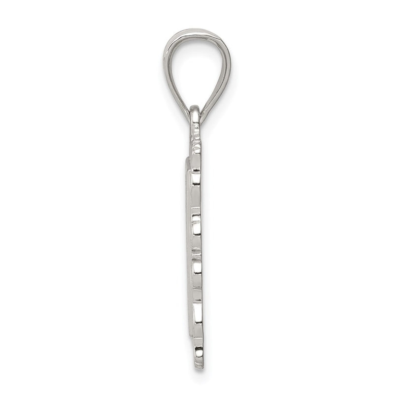 Sterling Silver Square Diamond-Cut Letter L Initial Pendant