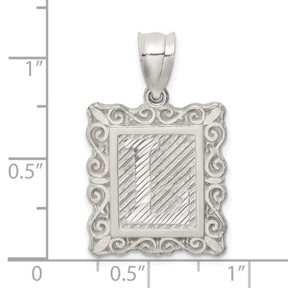 Sterling Silver Square Diamond-Cut Letter L Initial Pendant
