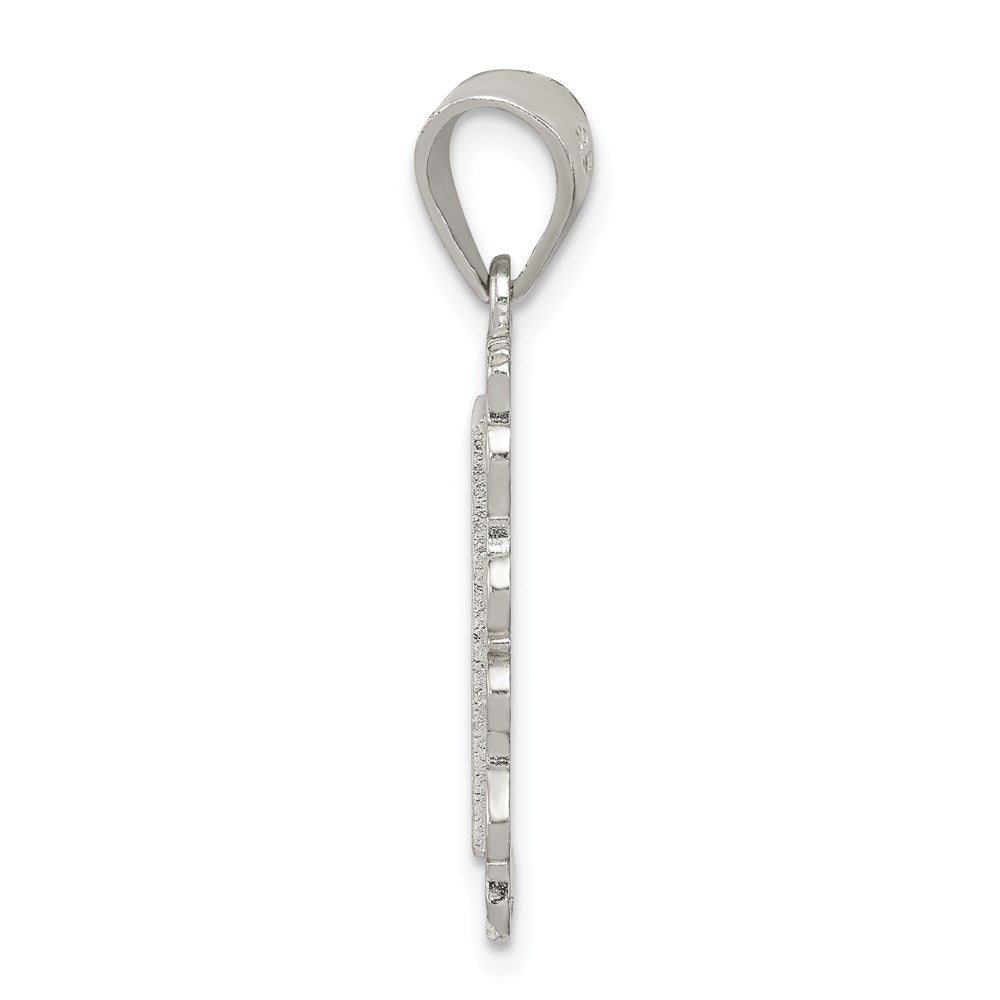 Sterling Silver Square Diamond-Cut Letter M Initial Pendant
