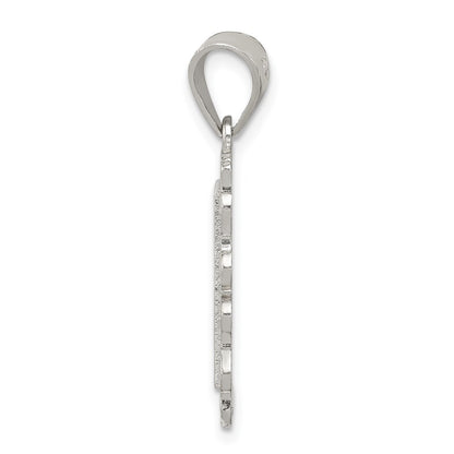 Sterling Silver Square Diamond-Cut Letter M Initial Pendant