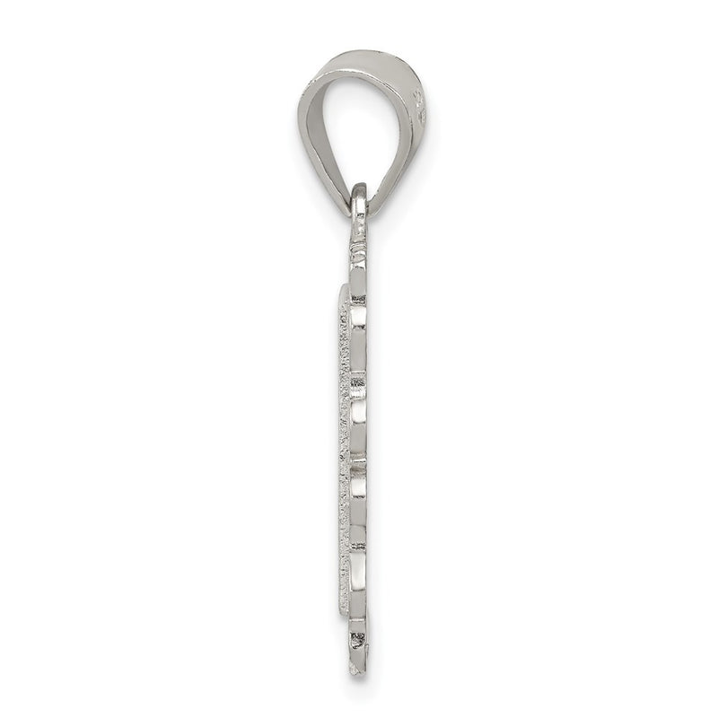 Sterling Silver Square Diamond-Cut Letter M Initial Pendant