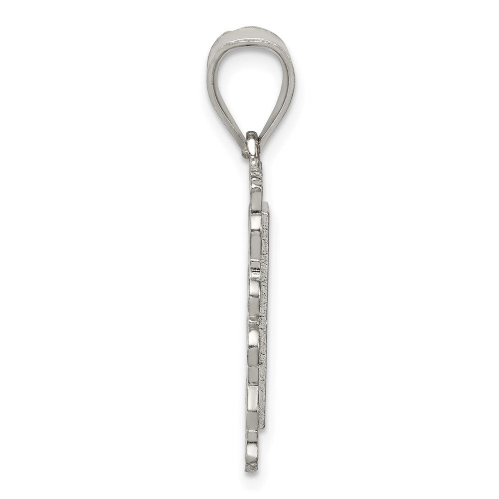 Sterling Silver Square Diamond-Cut Letter N Initial Pendant