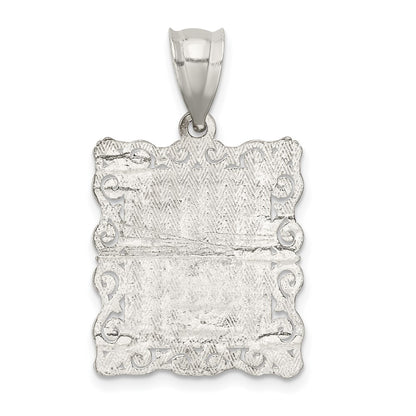 Sterling Silver Square Diamond-Cut Letter N Initial Pendant