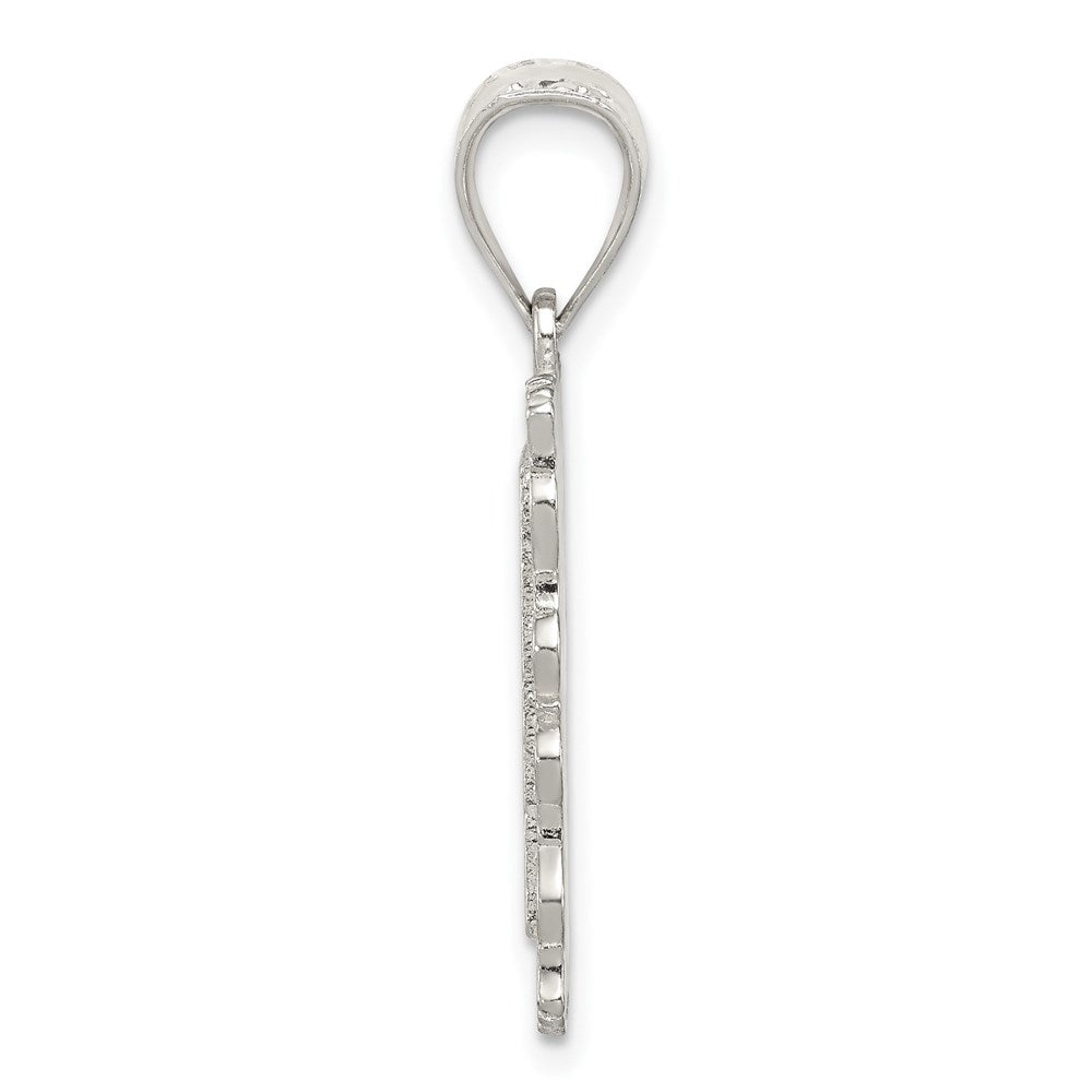 Sterling Silver Square Diamond-Cut Letter O Initial Pendant