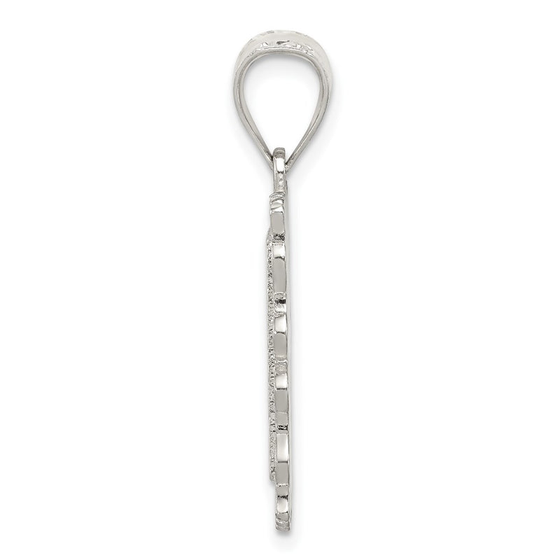 Sterling Silver Square Diamond-Cut Letter O Initial Pendant