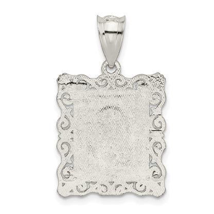 Sterling Silver Square Diamond-Cut Letter O Initial Pendant