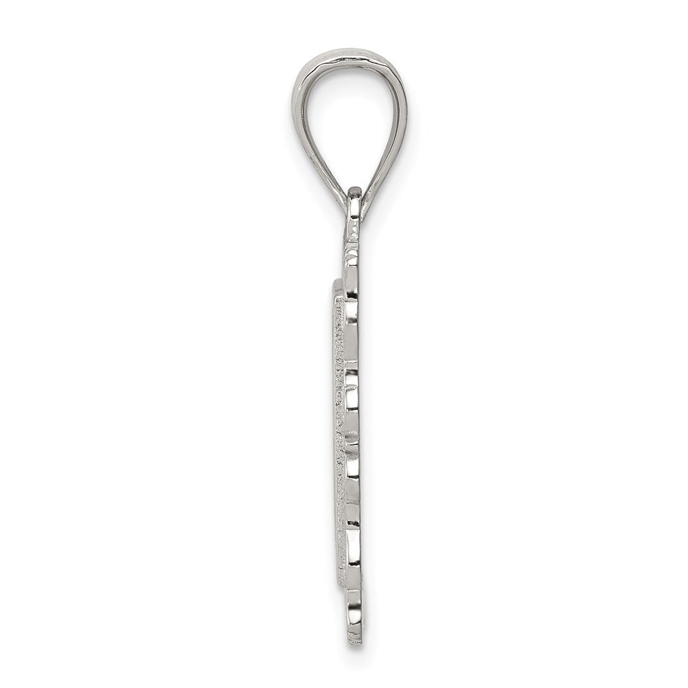Sterling Silver Square Diamond-Cut Letter R Initial Pendant