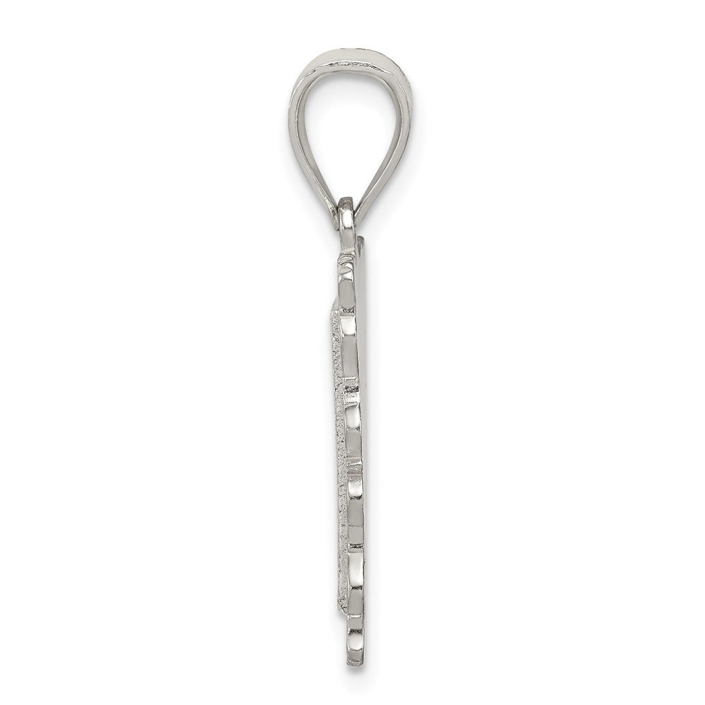 Sterling Silver Square Diamond-Cut Letter T Initial Pendant
