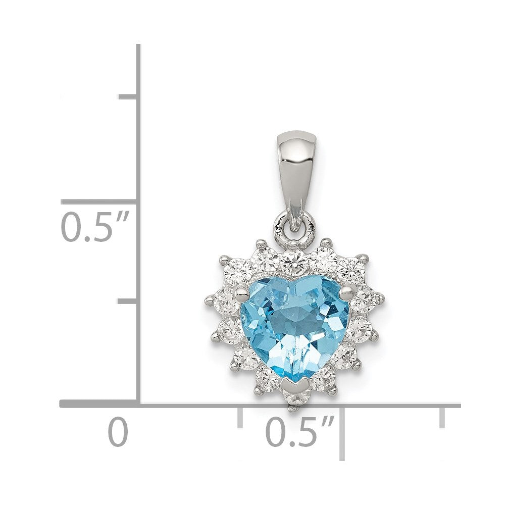 Sterling Silver Blue Topaz & Cz Pendant